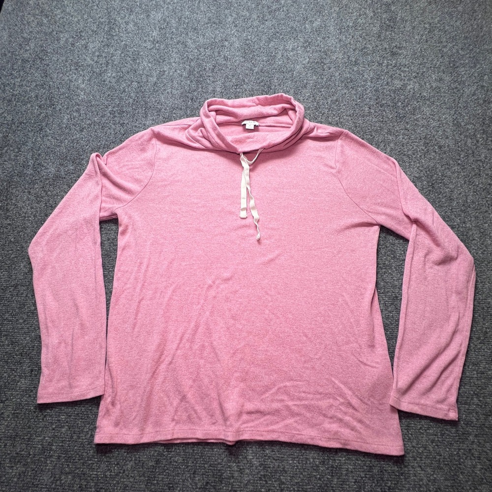 J.Crew Pink Cowl Neck Drawstring Long Sleeve Fleece Pullover Top Womens Medium
